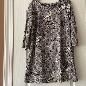 Style & Co black and white satin print dress size 12